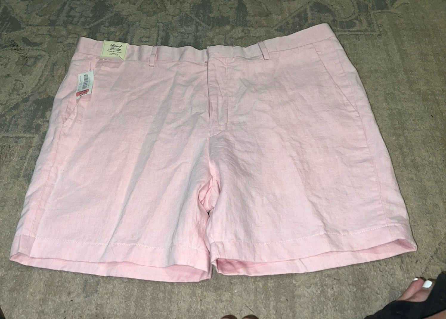 New Murano Baird McNutt Shorts Mens Sz 40 Pink Linen Cotton Flat Front