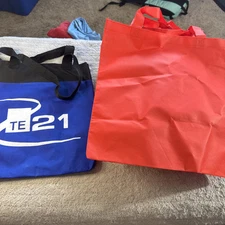 8 Reusable Tote Bags Red And Blue