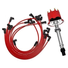 EFI TBI Distributor and Spark Plug Wires Red Cap 2-in-1 Kit