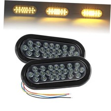 6" Oval Smoked Lens Amber LED Trailer Tail Lights 2 2 Oval Smoked Lens Amber