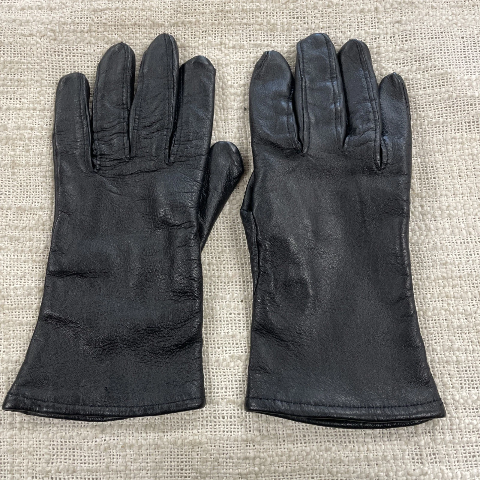 USMC Black Leather Wool Lined Gloves Size 6 8440011617129