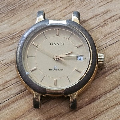 Tissot Seastar Gold Dial Analog Date 30m Water-Resistant Stainless Steel Watch