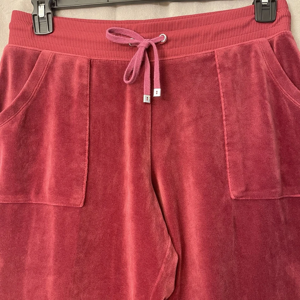 Joggers Nicole Miller de terciopelo rojo oscuro/granate para mujer talla M Foto 2 de 4