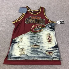 Cleveland Cavaliers Jersey Mens Large Red NBA Basketball Distressed Tank Mesh