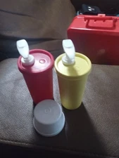 Vtg Tupperware Ketchup and Mustard Condiment Pump Dispensers NOS