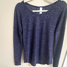 ivivva Girls Heathered Blue w/gray specs Long Sleeve Crew Neck Activewear Top