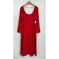Old Navy Dress XXL Red Ribbed Knit Long Sleeve Scoop Neck Maxi Holiday NEW