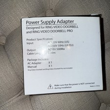 Wasserstein Power Supply Adapter for Ring Doorbells - Continuous Charging, Black