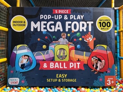Chuckle & Roar 3 Room Pop Up & Play Mega Fort With Ball Pit New