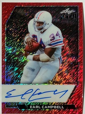 2026 Leaf Metal Earl Campbell Auto Autograph Shimmer Red On Card