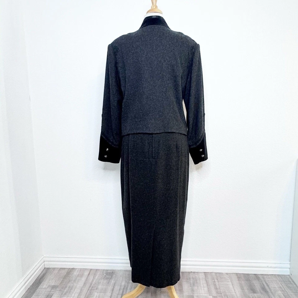 Vintage Cambridge Dry Goods Wool Skirt Suit Size 8/10 Gray Military Western - Image 4 of 4