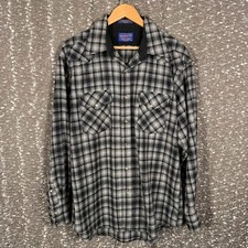 Pendleton High Grade Western Wear Pearl Snap Shirt Wool Plaid Men's Large