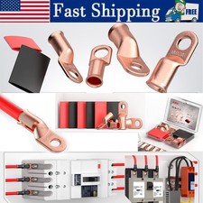10 PCS UL Listed 1/0 AWG - 3/8" Battery Cable Lugs Heat Shrink Ring Terminals