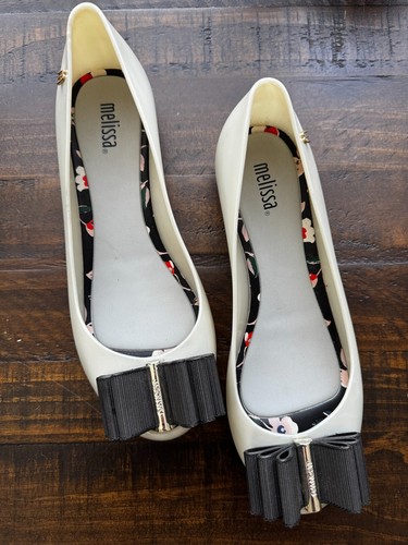 MELISSA x Jason Wu Jelly Doll Bow Ballet Flats Size 7 Grey/Silver and Black