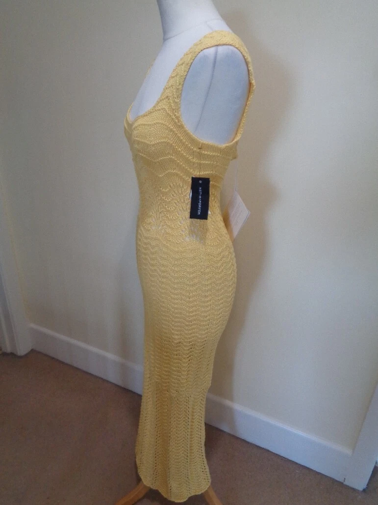 VALENTINO SAVANNAH MORROW NUOVISSIMO ABITO MIDI GIALLO ALL'UNCINETTO 'VALENTINA' TAGLIA XS