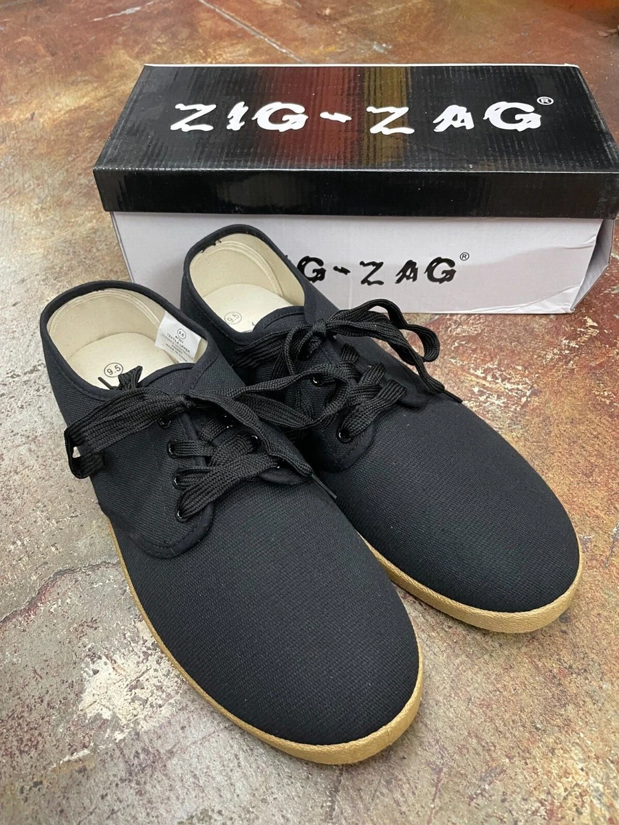 Zig Zag Wino Shoes-Black Lace-Up * Tan Sole - 7201BK