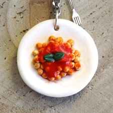 Portachiavi piattino con gnocchi in fimo 