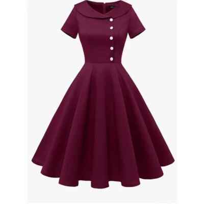Wedtrend 1950s Vintage Audrey Hepburn Style Cocktail Swing Dresse XS burgandy | eBay Wedtrend 1950s Vintage Audrey Hepburn Style Cocktail Swing Dresse XS burgandy | eBay