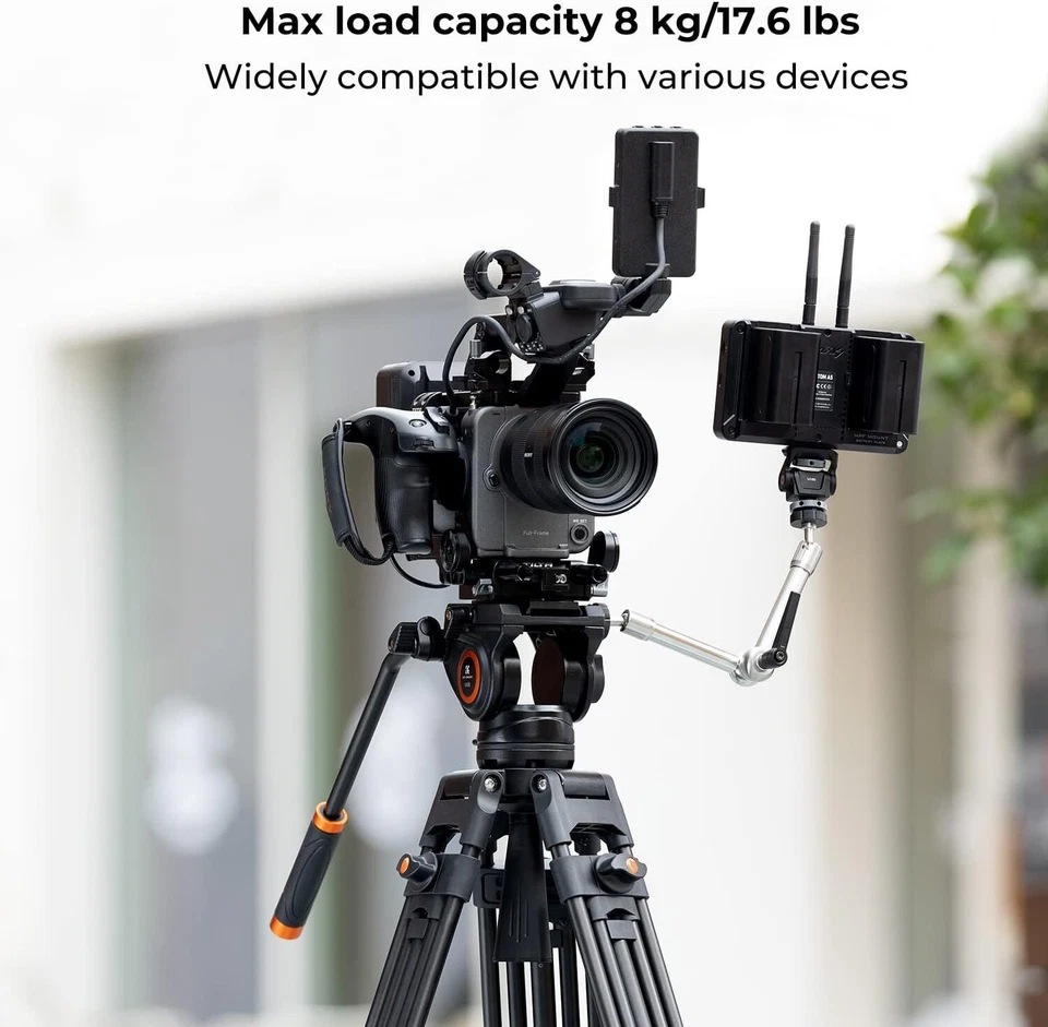K&F Concept Video Camera Tripod Aluminum Transverse Center Column w/ Fluid Head - Image 3 of 4
