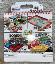 Colorforms 4in1 Game Book Monopoly Sorry Trouble Scrabble Portable Travel Games