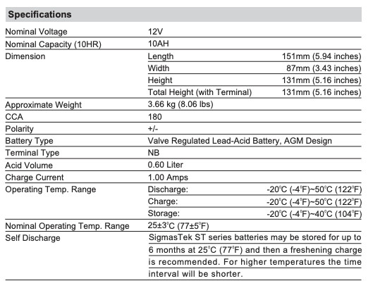 Deka ETX12 180CCA Battery (Replacement) by SigmasTek