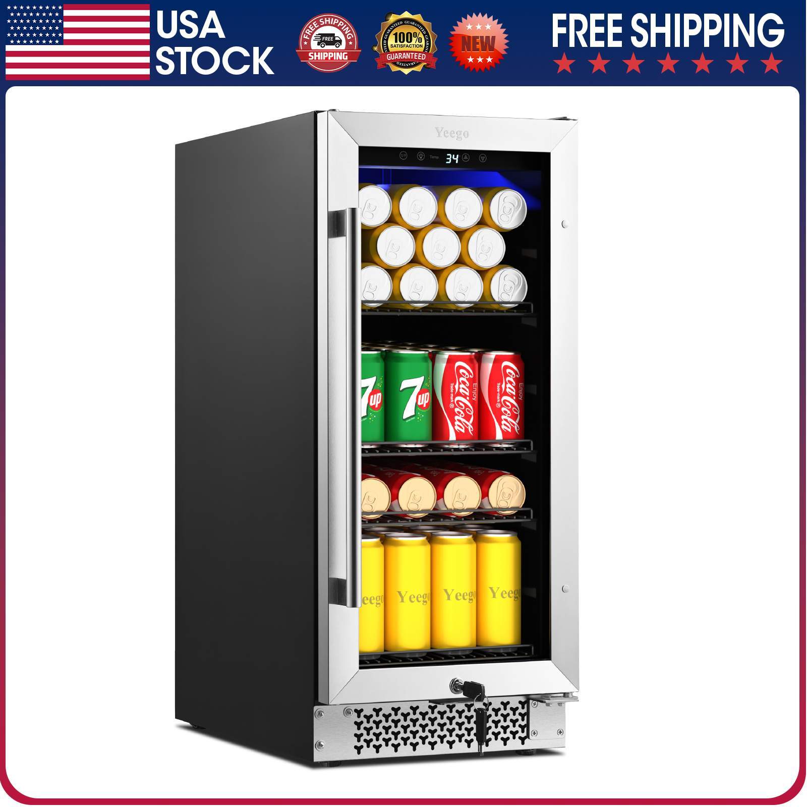 Yeego 15" Beverage Cooler Refrigerator Mini Beer Fridge Freestanding 80