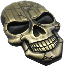 3D Metal US Flag Skull Decal Emblem Motorcycle, Auto, Truck Zinc Alloy (Bronze)