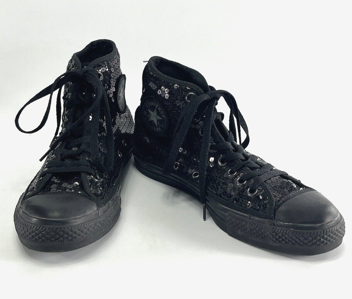 Converse All Star Unisex Black Sequin Tennis Shoe Hi … Gem
