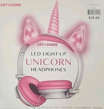 Unicorn LED Light Up Folding Headphones 3.5mm Wired - PINK ART SOUND