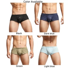 Sexy Men Soft Boxers Shorts Briefs Underwear Trunks Button Low Rise Underpants