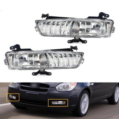 Pair Front Bumper Driving Lamps Fog Lights W/Blubs For   Accent 2006-2011