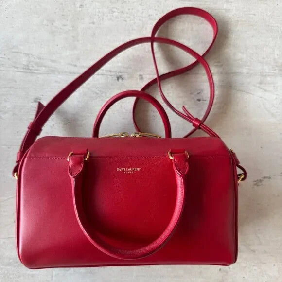 Borsa tote Boston rossa Saint Laurent in pelle di vitello usata pochissimo