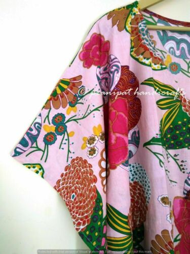 Indio Rosa Largo Fruta Algodón Estampado Hippie Maxi Mujer Pijama Vestido Caftán - Imagen 3 de 6