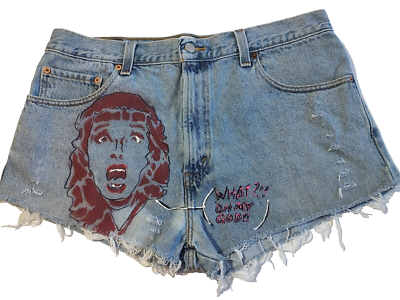 HOT PANTS SHORT Shorts Denim Levi Cutoff Frayed Hippie Distressed Large VTG