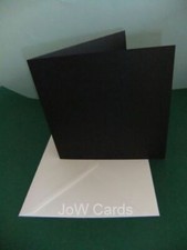 Black 5 x 5 (125x125mm) 240gsm card blanks and white envelopes Free P&P