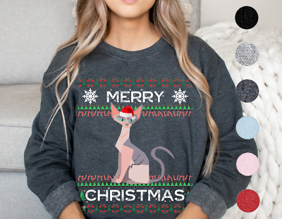 Sphynx Cat Christmas Sweater Gift Sweatshirt Mom Dad Funny Ugly Holiday XMas