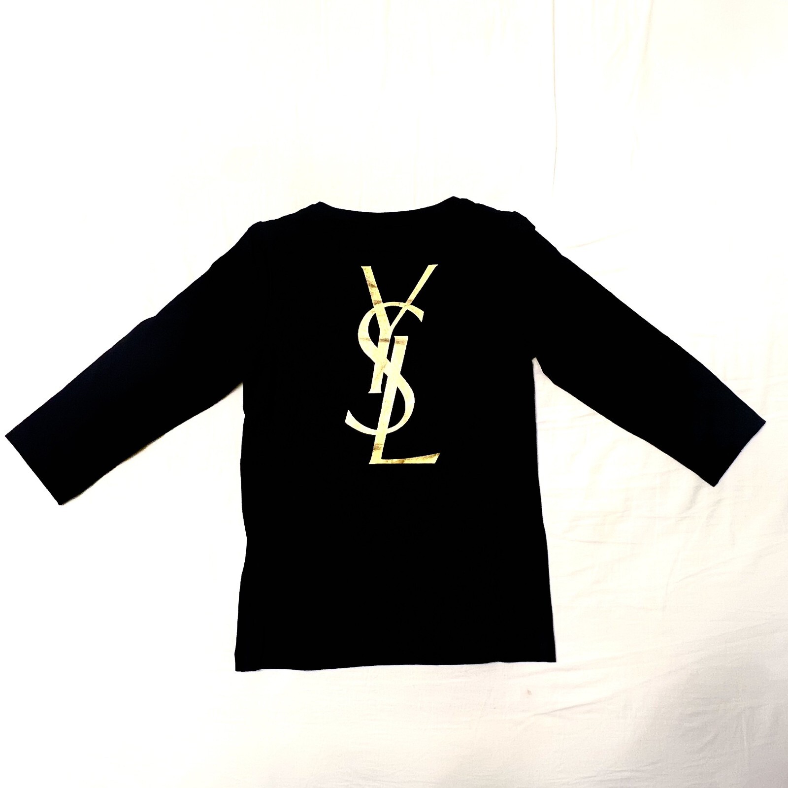 Yves Saint Laurent Camicia nera manica lunga oro YSL taglie S M L e XL!