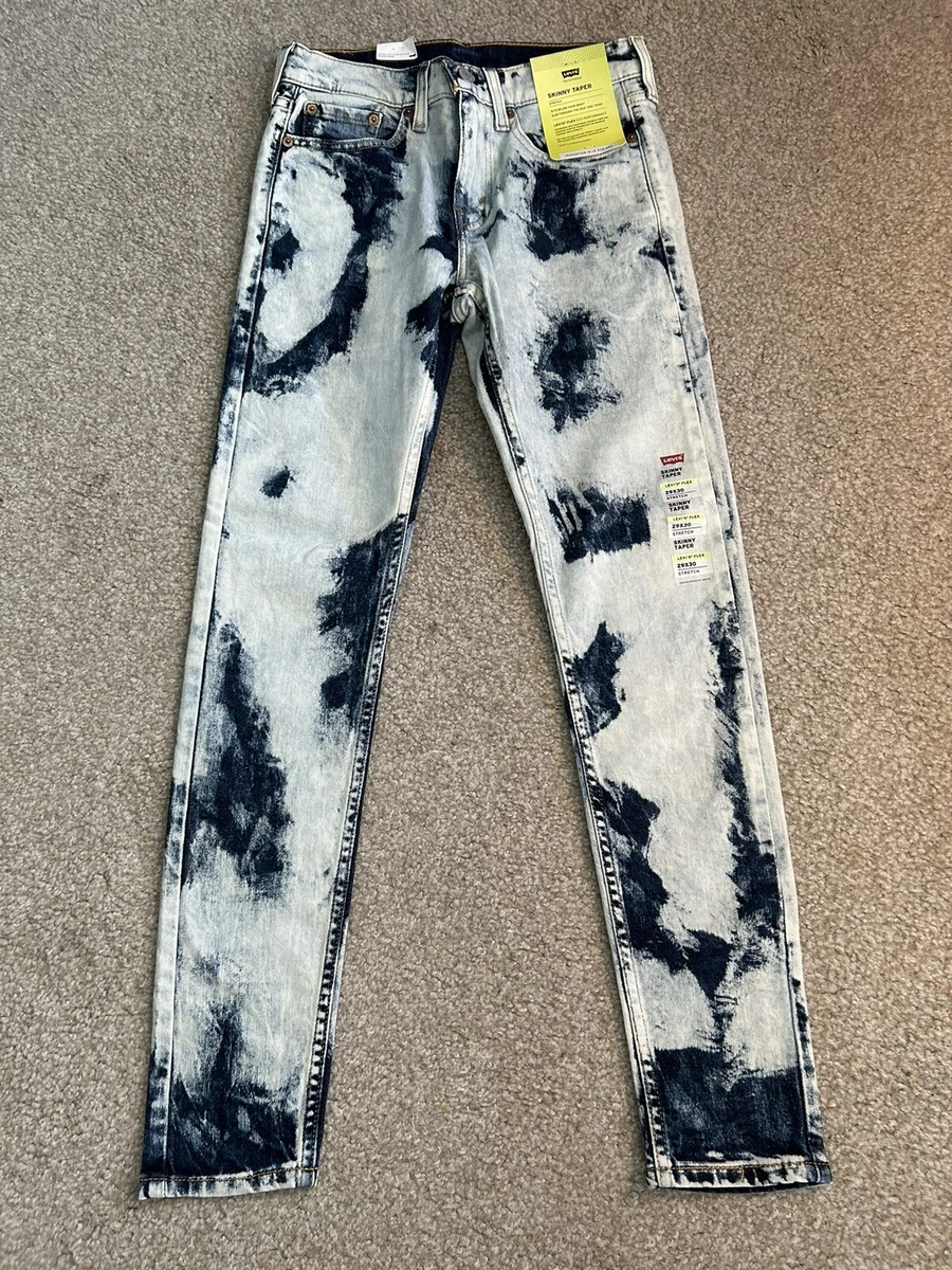 Levis Skinny Taper Men's Blue Jeans Stretch Bleached Camo Tye Tie Dye Size  29x30 | eBay