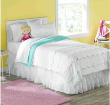 Your Zone 2Pc Sophia Rainbow Comforter Set TWIN w/ Embroidered Ruffle Detail SL