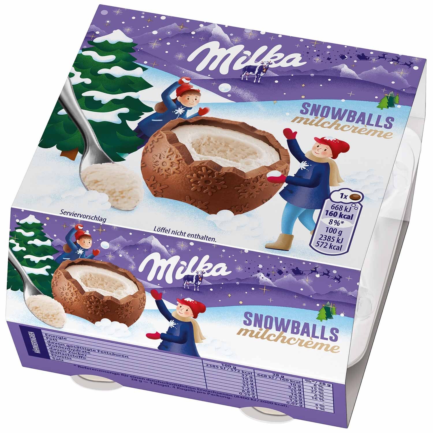 Шоколадные СНЕЖКИ Milka с МОЛОЧНО-сливочной начинкой и ложкой -4шт -БЕСПЛАТНАЯ ДОСТАВКА 2790₽