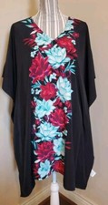 lands end swimsuit coverup Floral Black Sz S 6-8 Beach Vacation Coastal Cruise