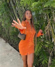 **SALE** Beautiful Apricot/Orange Summer Dress 'Her Own' Brand S M L