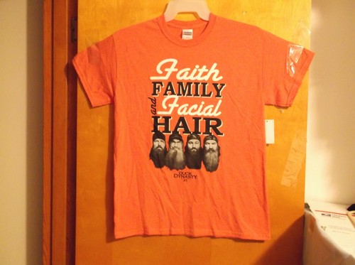 NEW DUCK DYNASTY MEN'S ORANGE PHIL,JAS,WILLIE, SI...FAITH FACIAL T'SHIRT...