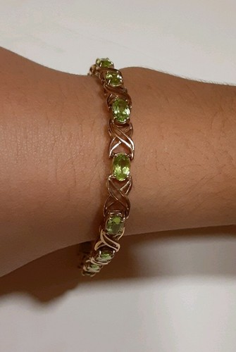 Vintage 10k Yellow Gold Genuine Peridot Bracelet 8.4 Grams 7.5 inches