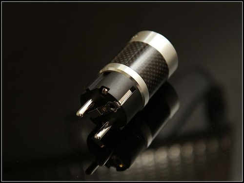 Valab Carbon Housing Rhodium Plated Copper Power Cord ShukoPlug - EU Schuko Plug - Picture 1 of 4