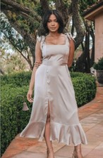 NWT Dress Show Me Your Mumu Claire Midi Dress Show Me The Ring Satin XL - Bmaid