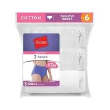 Hanes Women's All-White Brief Panty Underwear, 3 Pack 100 Cotton Size 6-11