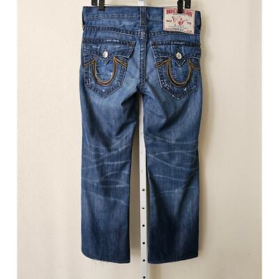 TRUE RELIGION Men's Distressed Rainbow Billy Boot Cut Zipper Jeans