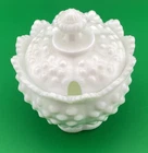 Vintage Fenton White Milk Glass Hobnail Sugar Bowl - Jar - Candy Bowl With Lid