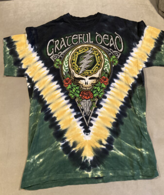 Grateful Dead - Liquid Blue Tie Dye Green Shamrock T-Shirt Irish Celtic - Size L